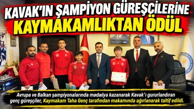 Kavak'ın Gururu Şampiyon Güreşçiler Kaymakam Genç'i Ziyaret Etti